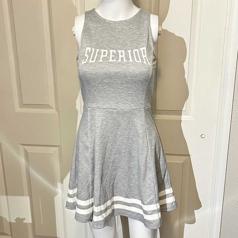 Divided Vintage H&M Dress Grey Heathered Cutout Superior Skater Sleeveless